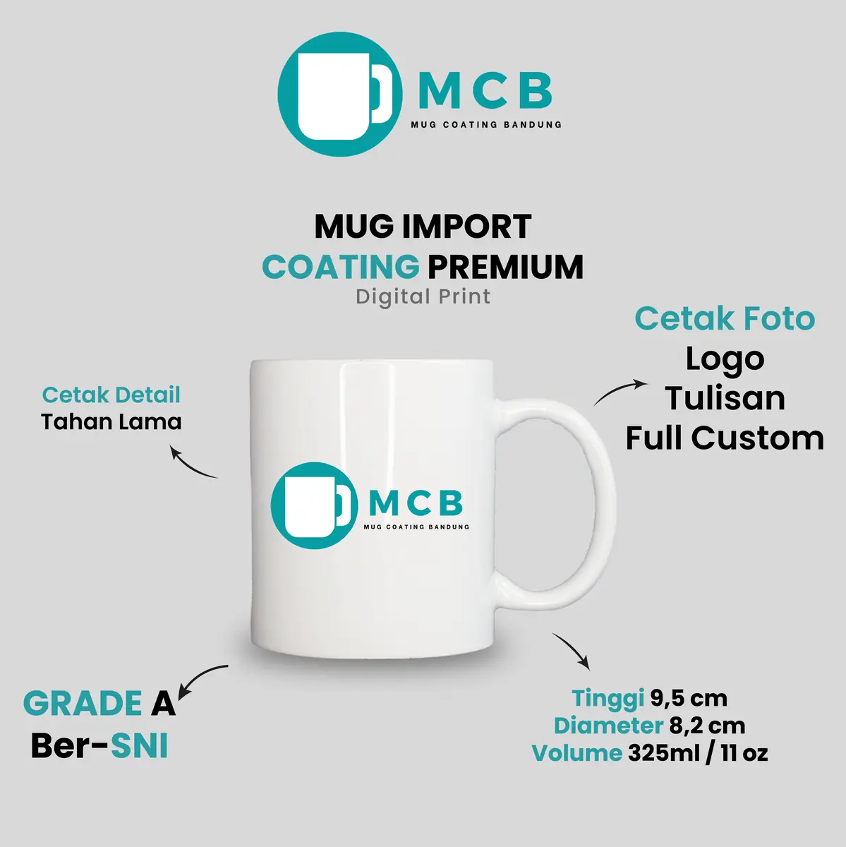 Mug Coating Super White hasil sablon cetak tampilan 1