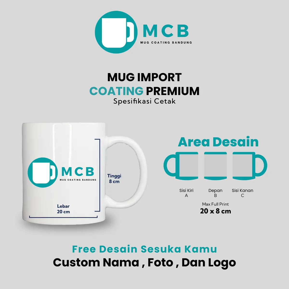 Mug Coating Super White hasil sablon cetak tampilan 2
